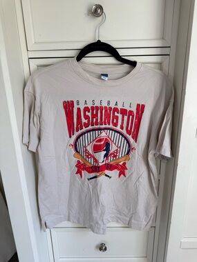 Old Navy Washington Baseball Tee in Beige with Red Graphic